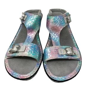 Alegria Lara Pretty Baby Siver Pastels Irridescent Wedge Sandals - Size 38 8-8.5